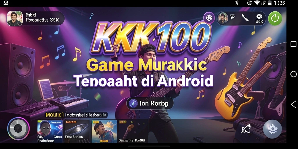 Screenshot gameplay KPK100 dengan antarmuka musik yang menarik.