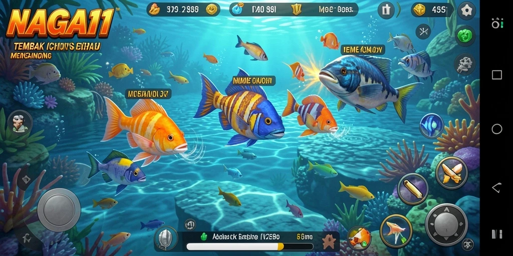 Tangkapan layar gameplay NAGA11 yang penuh aksi Tembak Ikan.