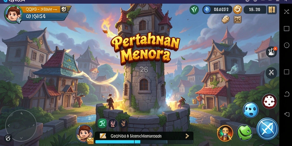 Screenshot QQNUSA menampilkan aksi seru gameplay Tower Defense.