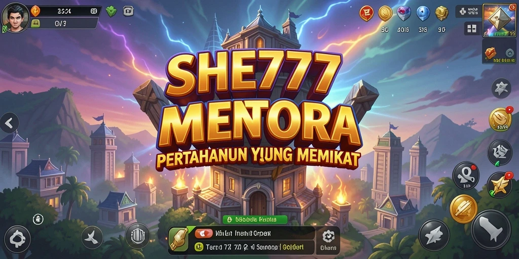Tangkapan layar gameplay seru SHE777 dalam menjalan Tower Defense.