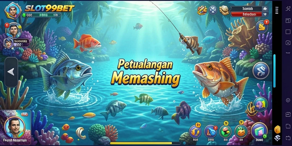 Tampilan gameplay SLOT99BET yang menampilkan fishing action yang seru dan adiktif.