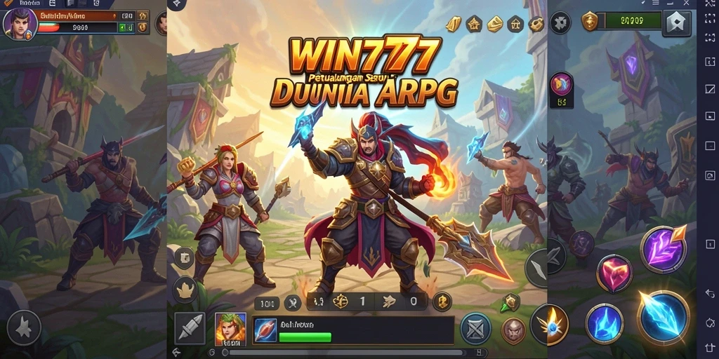 Tangkapan layar utama WIN777 menampilkan aksi pertempuran epik di dunia ARPG.